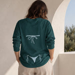 Blue Bikini Sweatshirt – Koyu Yeşil – model üzerinde arka görünüm