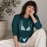 Blue Bikini Sweatshirt – Koyu Yeşil – model üzerinde ön görünüm