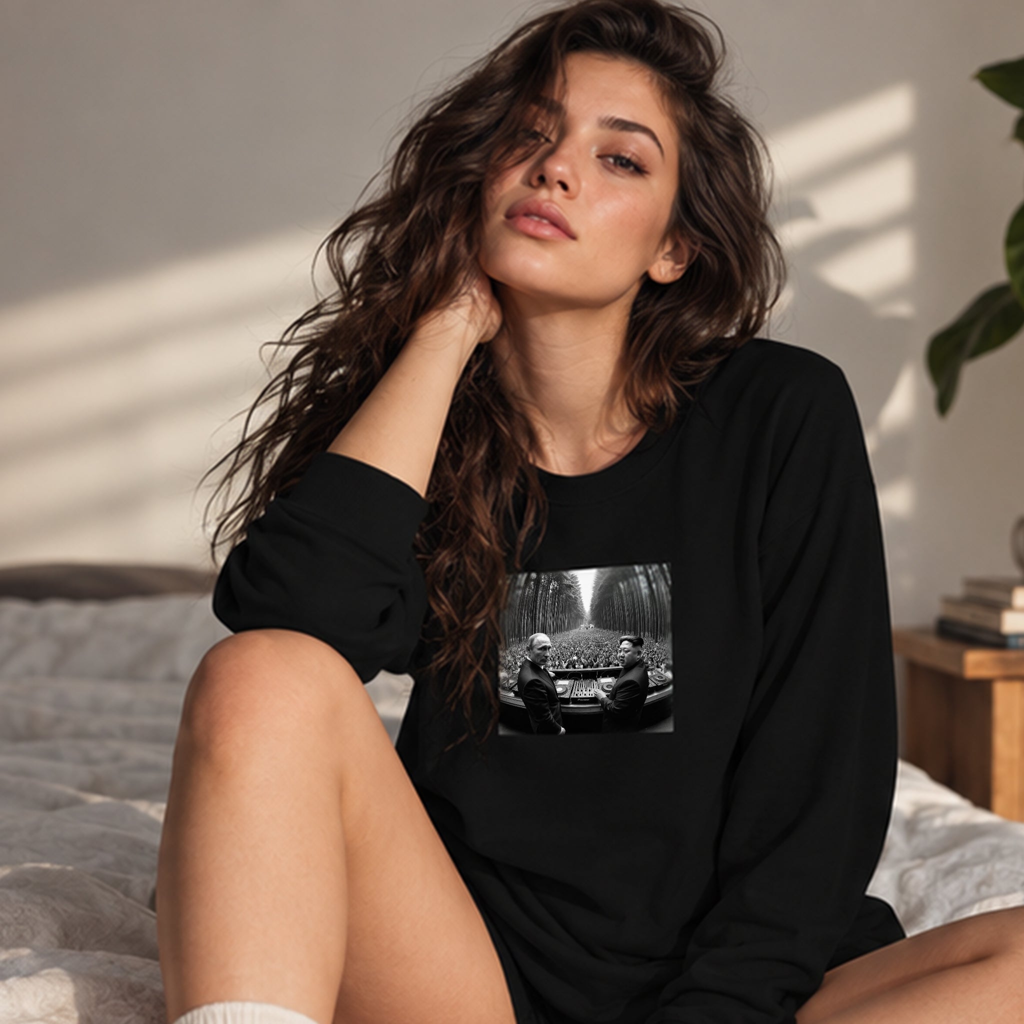 No Requests Sweatshirt – Siyah – model üzerinde ön görünüm