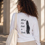 What The Fuck Is Tesla Sweatshirt – Beyaz – model üzerinde arka görünüm