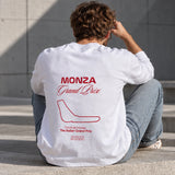 Monza Grand Prix Sweatshirt – Beyaz – model üzerinde arka görünüm