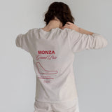 Monza Grand Prix Sweatshirt – Bej – model üzerinde arka görünüm
