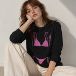 Pink Bikini Sweatshirt – Siyah – model üzerinde ön görünüm