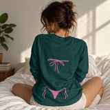 Pink Bikini Sweatshirt – Koyu Yeşil – model üzerinde arka görünüm