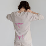 Pink Bikini Sweatshirt – Bej – model üzerinde arka görünüm