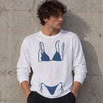 Navy Blue Bikini Sweatshirt – Beyaz – model üzerinde ön görünüm