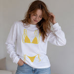 Yellow Bikini Sweatshirt – Beyaz – model üzerinde ön görünüm