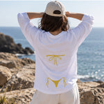 Yellow Bikini Sweatshirt – Beyaz – model üzerinde arka görünüm