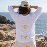 Yellow Bikini Sweatshirt – Beyaz – model üzerinde arka görünüm