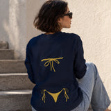 Yellow Bikini Sweatshirt – Lacivert – model üzerinde arka görünüm