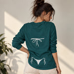 White Bikini Sweatshirt – Koyu Yeşil – model üzerinde arka görünüm