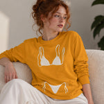 White Bikini Sweatshirt – Turuncu – model üzerinde ön görünüm