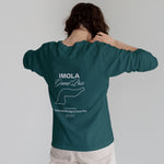 Imola Grand Prix Sweatshirt – Koyu Yeşil – model üzerinde arka görünüm