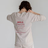 Imola Grand Prix Sweatshirt – Bej – model üzerinde arka görünüm