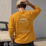 Imola Grand Prix Sweatshirt – Turuncu – model üzerinde arka görünüm