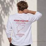 German Grand Prix – Nürburgring Grand Prix Sweatshirt – Beyaz – model üzerinde arka görünüm