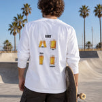 Lets Get Beers Tonight Sweatshirt – Beyaz – model üzerinde arka görünüm