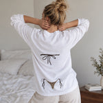 Leopard Bikini Sweatshirt – Beyaz – model üzerinde arka görünüm
