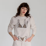 Leopard Bikini Sweatshirt – Bej – model üzerinde ön görünüm