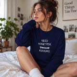 Need Money For Ferrari Sweatshirt – Lacivert – model üzerinde ön görünüm