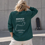 Monaco Grand Prix Sweatshirt – Koyu Yeşil – model üzerinde arka görünüm