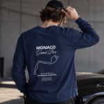 Monaco Grand Prix Sweatshirt – Lacivert – model üzerinde arka görünüm