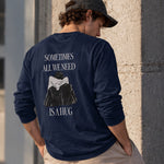 We Need A Hug Sweatshirt – Lacivert – model üzerinde arka görünüm