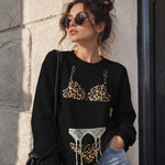 Noir Seduce – Leopard Sweatshirt – Siyah – model üzerinde ön görünüm