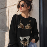 Noir Seduce – Leopard Sweatshirt – Siyah – model üzerinde ön görünüm