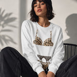 Noir Seduce – Leopard Sweatshirt – Beyaz – model üzerinde ön görünüm