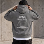 Imola Grand Prix Oversize Hoodie – Antrasit – model üzerinde arka görünüm