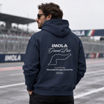 Imola Grand Prix Oversize Hoodie – Lacivert – model üzerinde arka görünüm