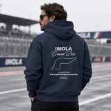 Imola Grand Prix Oversize Hoodie – Lacivert – model üzerinde arka görünüm