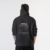 Imola Grand Prix Oversize Hoodie – Siyah – model üzerinde arka görünüm