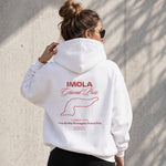 Imola Grand Prix Oversize Hoodie – Beyaz – model üzerinde arka görünüm