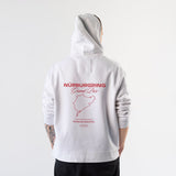 German Grand Prix – Nürburgring Grand Prix Oversize Hoodie – Beyaz – model üzerinde arka görünüm