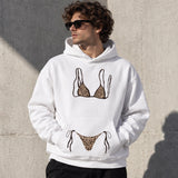 Leopard Bikini Oversize Hoodie – Beyaz – model üzerinde ön görünüm