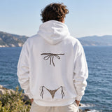 Leopard Bikini Oversize Hoodie – Beyaz – model üzerinde arka görünüm
