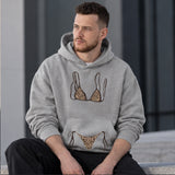 Leopard Bikini Oversize Hoodie – Antrasit – model üzerinde ön görünüm