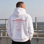 Spa-Francorchamps Grand Prix Oversize Hoodie – Beyaz – model üzerinde arka görünüm