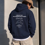 Spa-Francorchamps Grand Prix Oversize Hoodie – Lacivert – model üzerinde arka görünüm