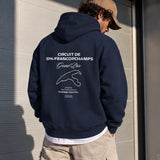 Spa-Francorchamps Grand Prix Oversize Hoodie – Lacivert – model üzerinde arka görünüm