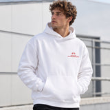 Spa-Francorchamps Grand Prix Oversize Hoodie – Beyaz – model üzerinde ön görünüm