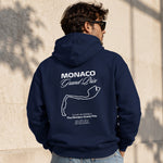 Monaco Grand Prix Oversize Hoodie – Lacivert – model üzerinde arka görünüm