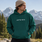 What The Fuck Is Tesla Hoodie – Koyu Yeşil – model üzerinde ön görünüm