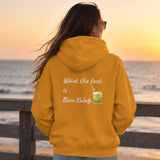 What The Fuck Is Kuzu Kulağı Hoodie – Turuncu – model üzerinde arka görünüm