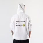 What The Fuck Is Kuzu Kulağı Hoodie – Beyaz – model üzerinde arka görünüm