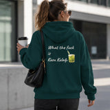 What The Fuck Is Kuzu Kulağı Hoodie – Koyu Yeşil – model üzerinde arka görünüm
