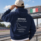 Monza Grand Prix Hoodie – Lacivert – model üzerinde arka görünüm