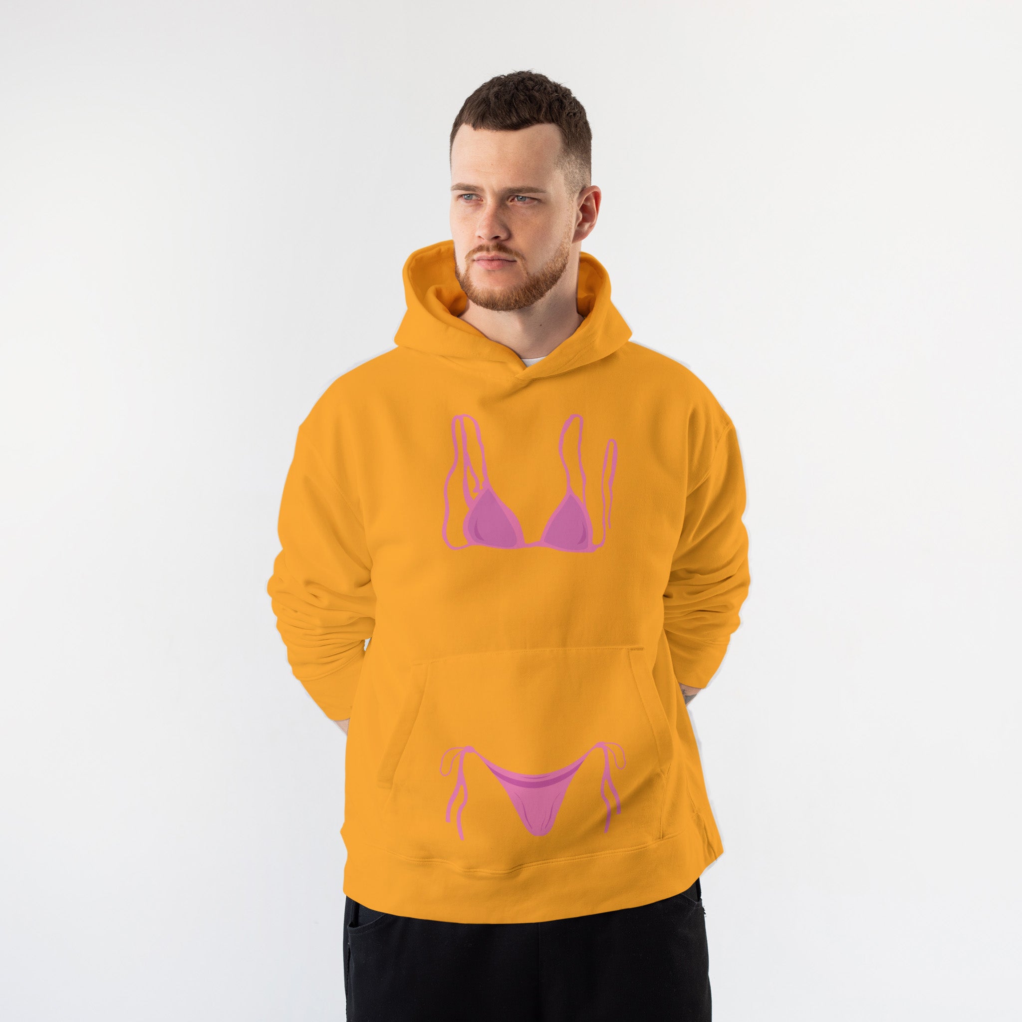 Pink Bikini Hoodie – Turuncu – model üzerinde ön görünüm